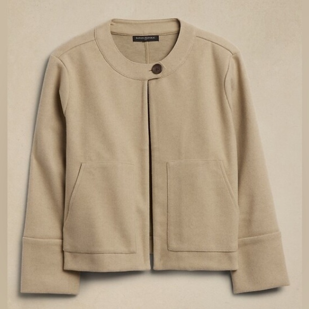 BANANA REPUBLIC *NWT* Boxy Melton Utility Jacket Sz Petite XXS PXXS Maverick Tan